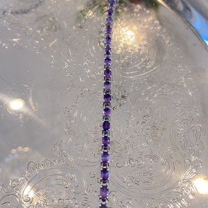 925 Sterling Silver Amethyst Tennis Bracelet